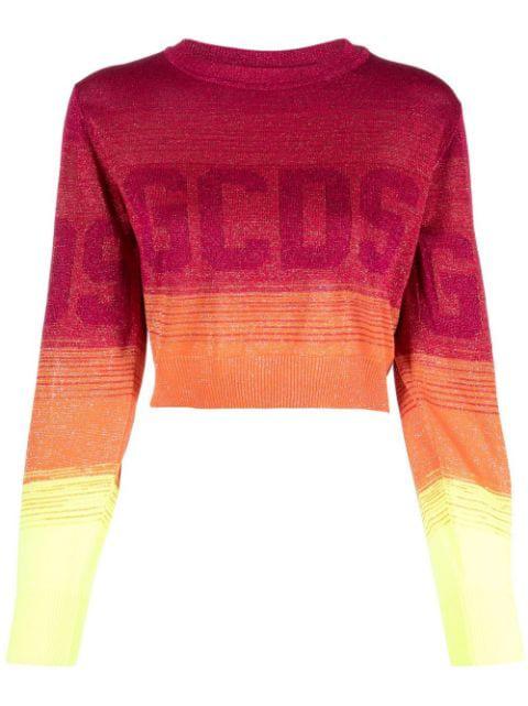 logo-print ombré cropped jumper by GCDS