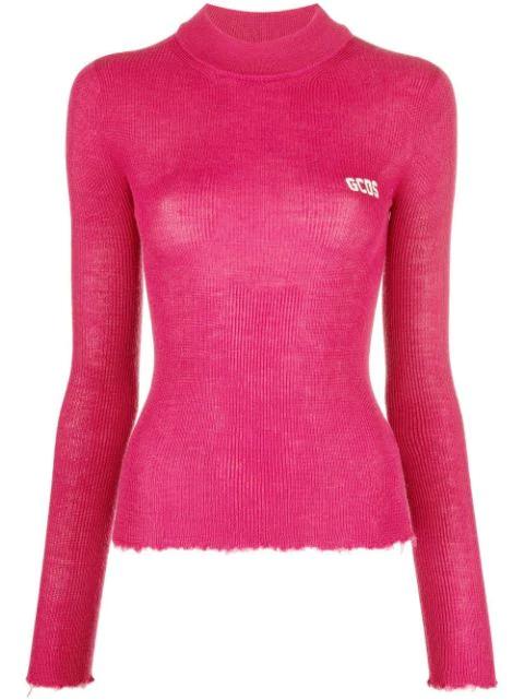 logo-print ribbed-knit sweater by GCDS