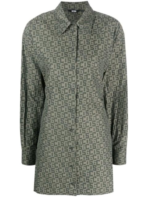 logo-print shirt dress by GCDS