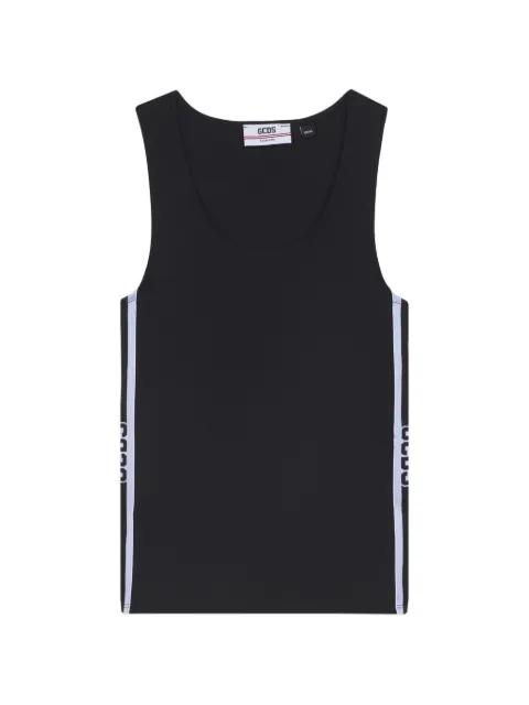 logo-print side-stripe tank top by GCDS