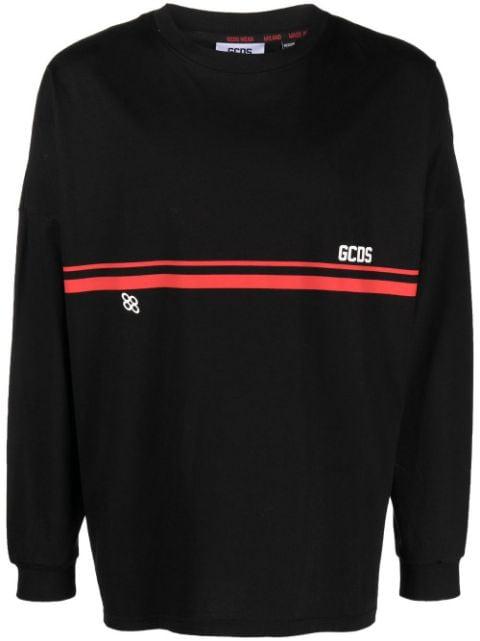 logo-print striped sweatshirt by GCDS