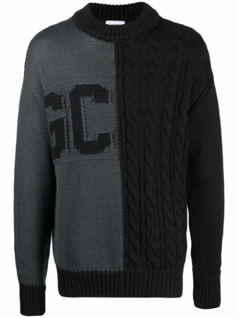 logo-printed cable-knit jumper by GCDS