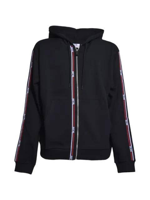 logo-tape zip-up hoodie by GCDS