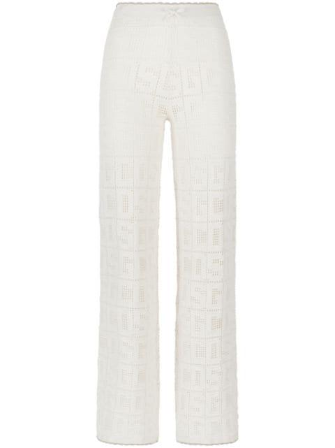 monogram crochet-knit trousers by GCDS