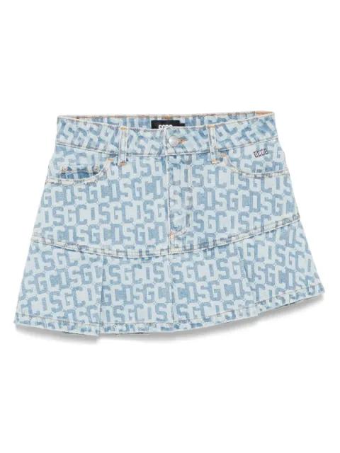 monogram denim mini skirt by GCDS