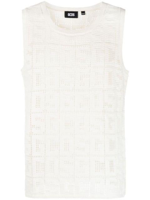 monogram macramé tank top by GCDS