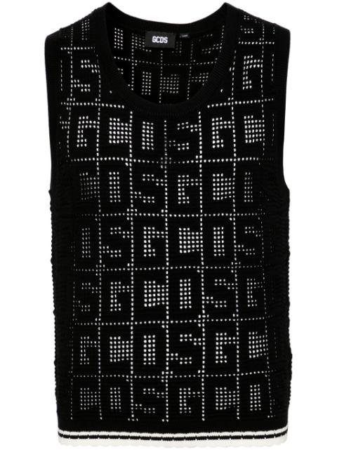 monogram-pattern sleeveless jumper by GCDS