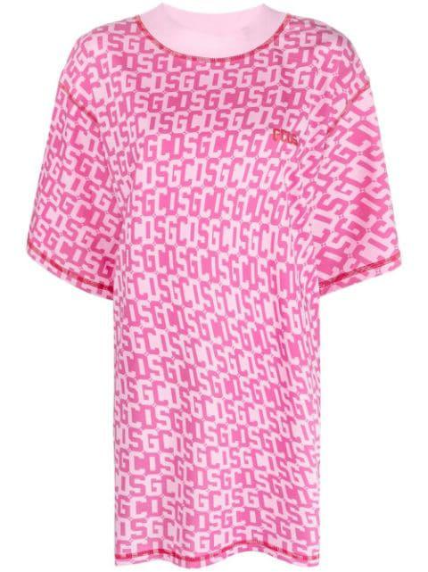 monogram-print T-shirt dress by GCDS