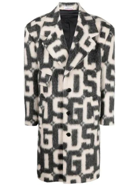 monogram-print single-breasted coat by GCDS