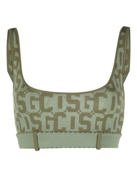 monogram print sports bra by GCDS