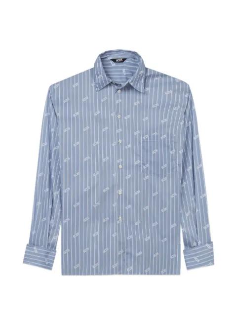 pinstripe logo-pattern shirt by GCDS
