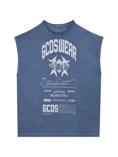 printed sleeveless T-shirt by GCDS