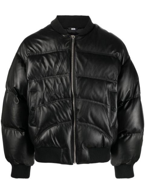 puffer leather jacket by GCDS