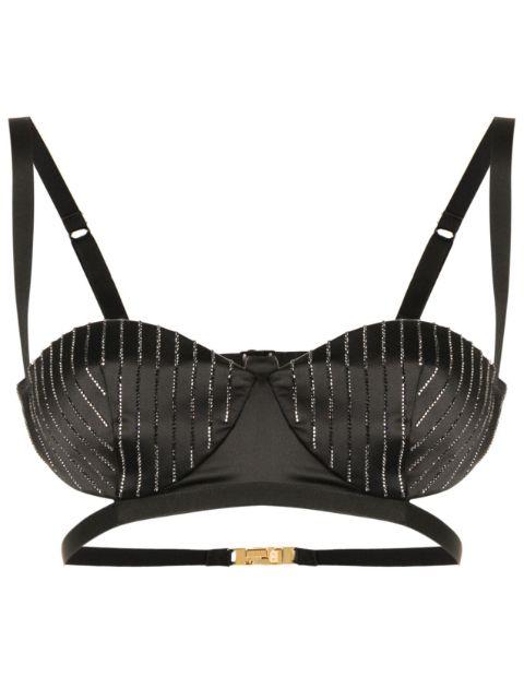 rhinestone-embellished bra top by GCDS