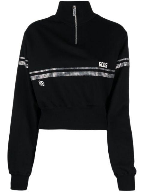 rhinestone-embellished cropped sweatshirt by GCDS