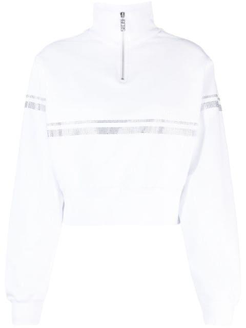 rhinestone-embellished cropped sweatshirt by GCDS