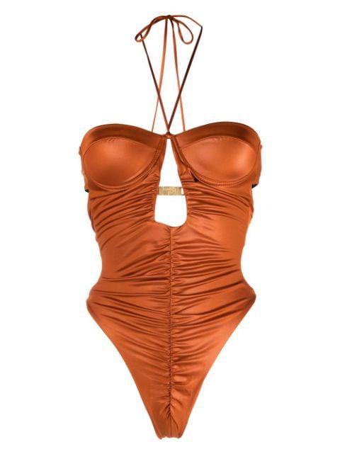 satin halterneck one-piece by GCDS