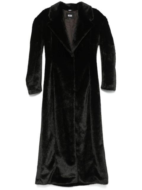 scarf-detail faux-fur coat by GCDS