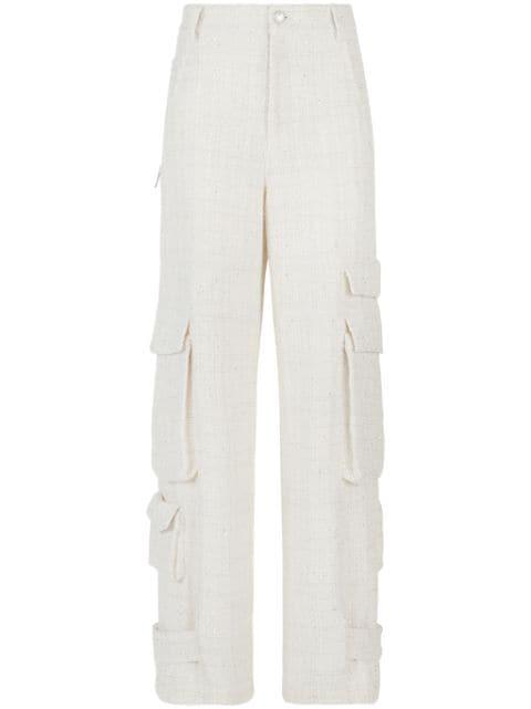 sequin-embellished tweed cargo trousers by GCDS
