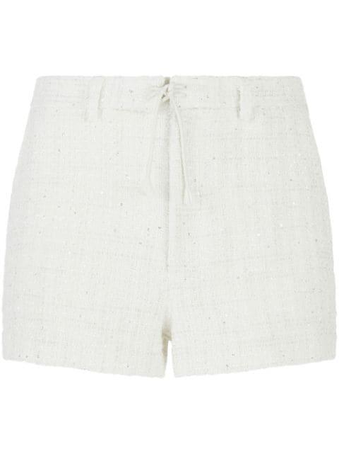 sequin-embellished tweed shorts by GCDS