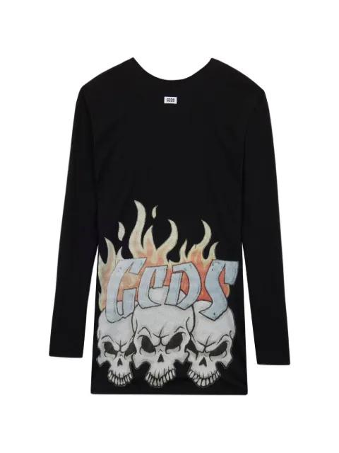 skull-print long-sleeve mini dress by GCDS