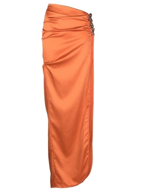 slit-detail satin maxi skirt by GCDS
