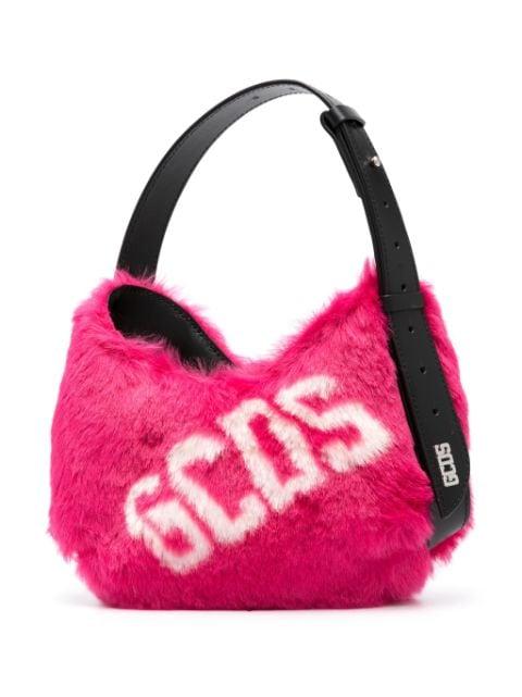 small Comma Faux Fur Logo shoulder bag by GCDS