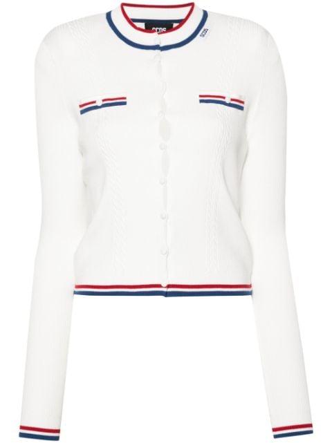 striped-trim ribbed cardigan by GCDS