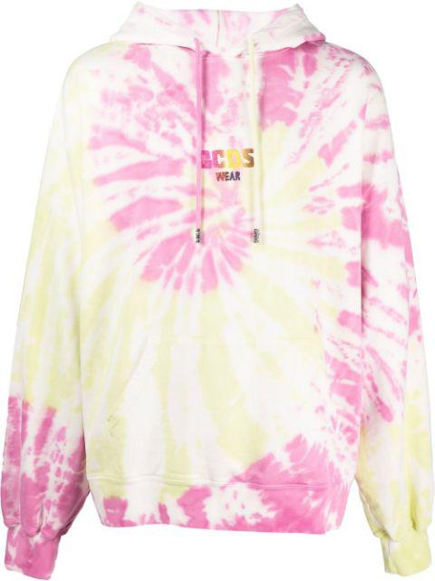 tie-dye print logo hoodie by GCDS