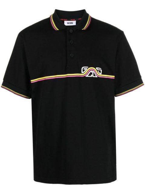 waved logo print polo shirt by GCDS