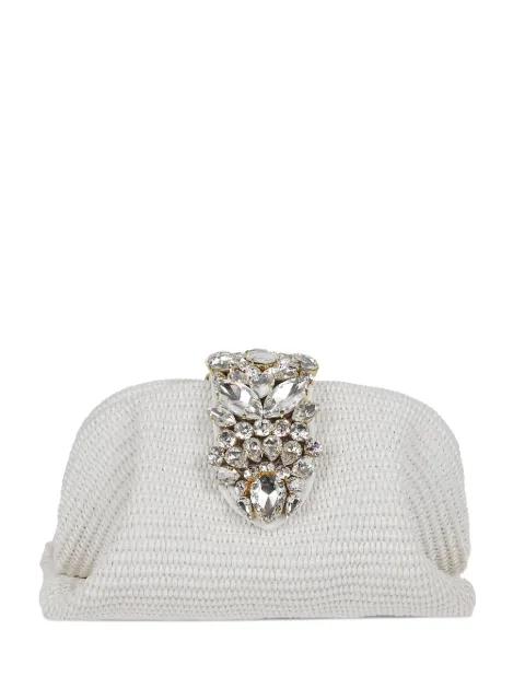 crystal-embellished woven clutch bag by GEDEBE