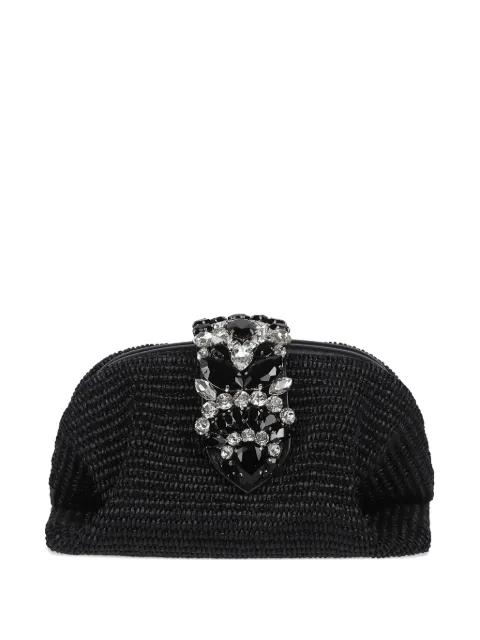 crystal-embellished woven clutch bag by GEDEBE