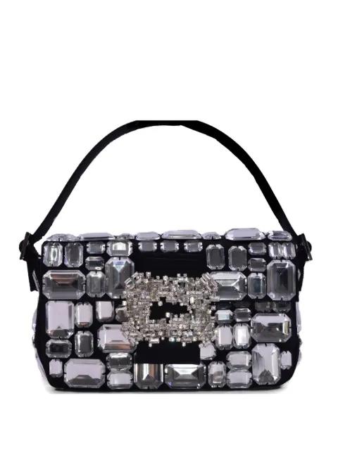 stone-embellished buckle tote bag by GEDEBE