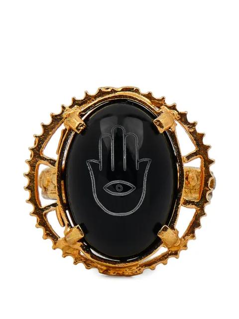 Hamsa-engraved onyx ring by GEM KINGDOM