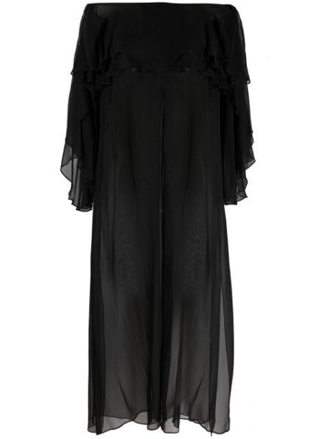 Bardot neckline sheer long top by GEMY MAALOUF