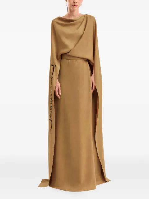 Calligraphy cowl-neck maxi dress by GEMY MAALOUF
