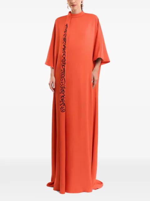 Calligraphy stand-collar maxi dress by GEMY MAALOUF
