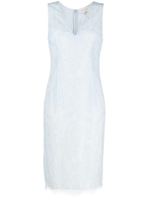 Chantilly lace V-neck midi dress by GEMY MAALOUF
