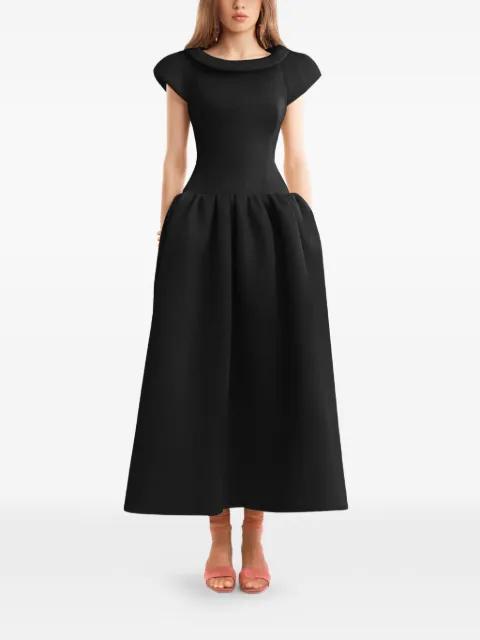 Sculpted Neckline Drop-Waist midi Dress by GEMY MAALOUF