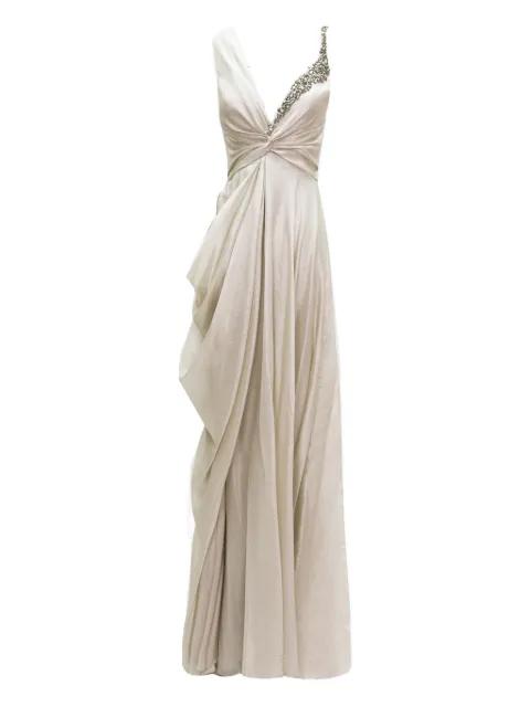 asymmetrical draped maxi dress by GEMY MAALOUF