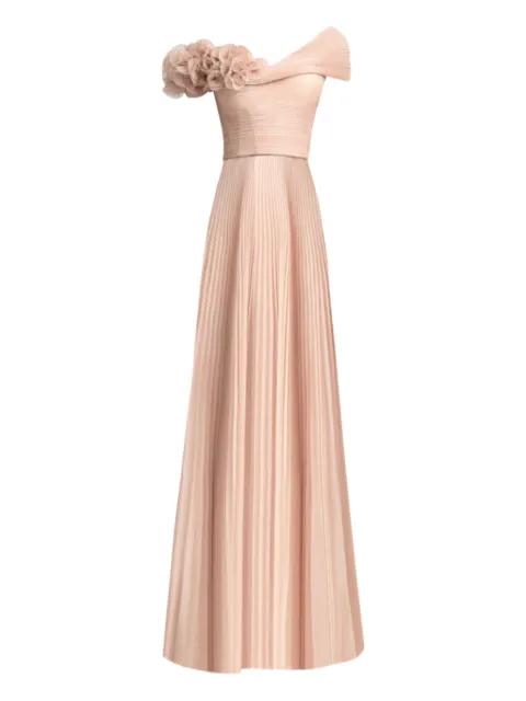 asymmetrical-neck corset maxi dress by GEMY MAALOUF