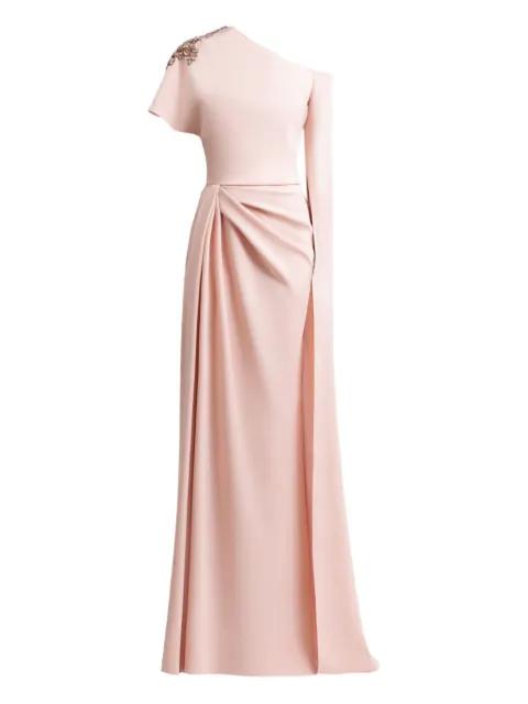 asymmetrical-neckline draped dress by GEMY MAALOUF