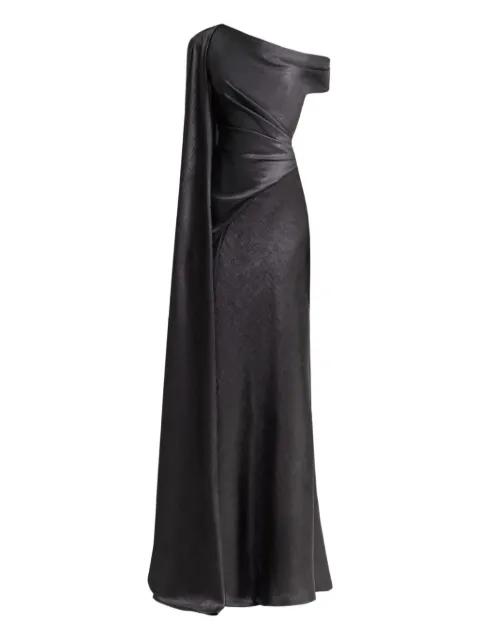 asymmetrical-sleeve draped maxi dress by GEMY MAALOUF