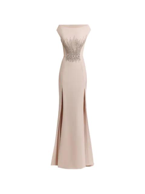 bateau-collar embellished maxi dress by GEMY MAALOUF
