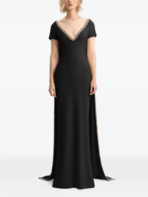 beaded V-neck maxi dress by GEMY MAALOUF