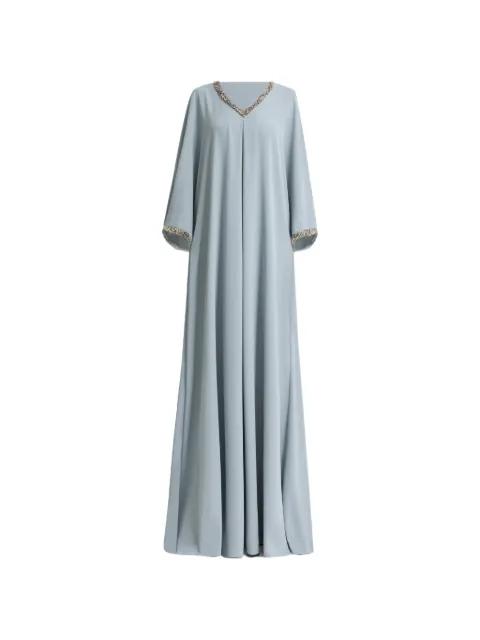 beaded V-neckline maxi kaftan by GEMY MAALOUF