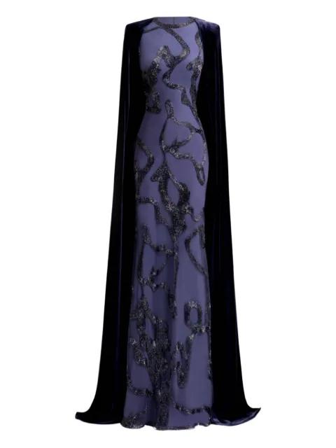 beaded cape dress by GEMY MAALOUF