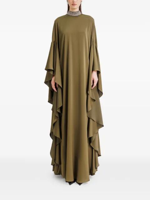 beaded-collar ruffled maxi dress by GEMY MAALOUF