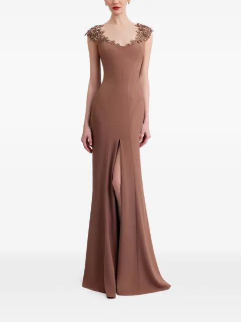 beaded-neckline dress by GEMY MAALOUF