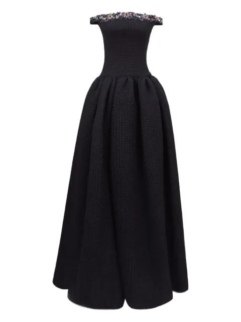 beaded off-shoulder dress by GEMY MAALOUF